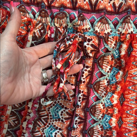 Boston Proper Red and Pink Geometric Jumpsuit - Picture 4 of 10